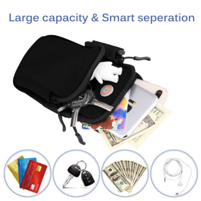 Black - Running Black Grey Arm Bag Adjustable High Capacity Lightweight Waterproof Sports Bag for Wo