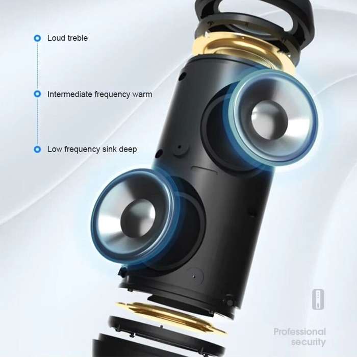 Black - T&G TG288 Portable Speaker bluetooth Speaker 360 Stereo Deep Bass RGB Light IPX6 Waterproof