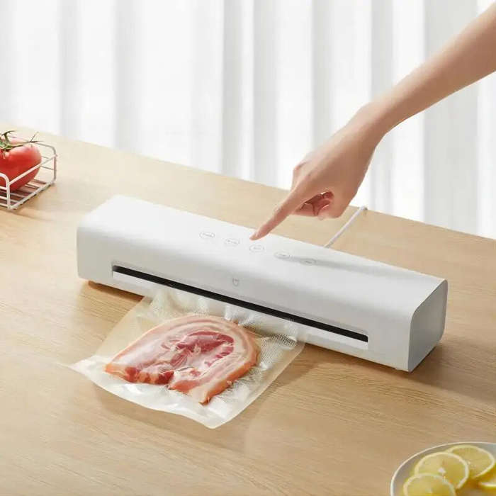 White - XIAOMI Mijia MJFKJ06XM Automatic Vacuum Sealing Machine 70kPa High Suction 220V Vacuum Food