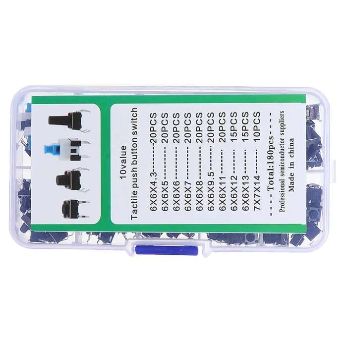 540Pcs 10 Values Tactile Push Button Switch Mini Momentary Tact Assortment Kit DIY