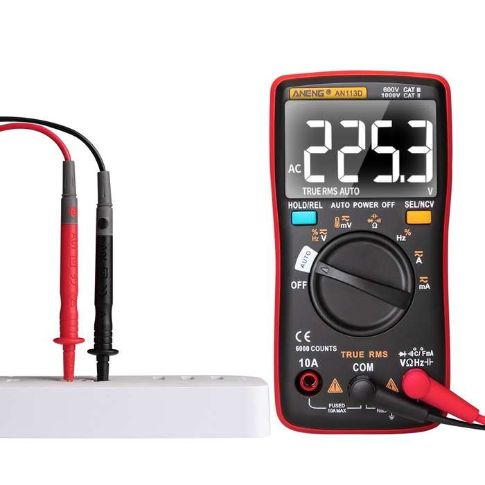 Red - ANENG AN113D Intelligent Auto Measure True- RMS Digital Multimeter 6000 Counts Resistance Diod