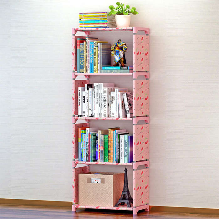 Pink - DIY Child Bookcase Stand Shelf Bookshelf Cube Shelf Storage Shelf File Shelf Creative Combina