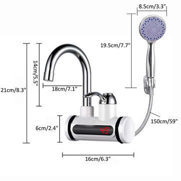 3000W 360 Electric Faucet Tap Instant Hot Water Heater Home Bathroom Kitchen EU Plug (TYPE: TYPEB)