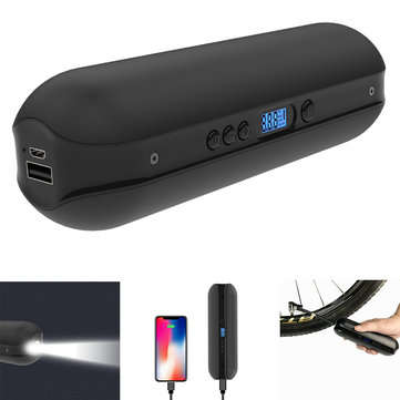 CYCPLUS A2 150PSI Black Accuracy Control LCD Display 2000mAh Power Bank LED Emergency Flashlight Int