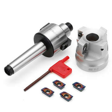 Drillpro MT2 M10 400R 50mm Face End Mill Cutter with 4pcs Blue Nano APMT1604 Carbide Inserts