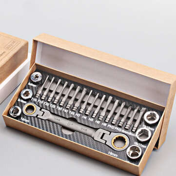 Multifunction Ratcheting Socket Wrench Set Metric with Adapter Socket Screwdriver