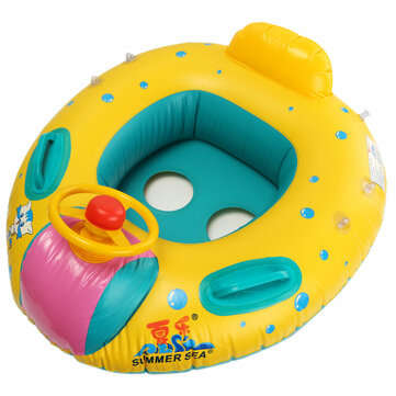 Baby Inflatable Swimming Float Ring PVC Lying Water Seat Boat Sunshade Pool Mattress with Canopy Kid