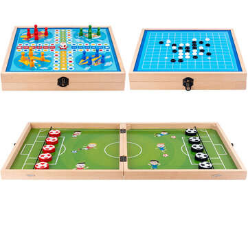 3 In 1 Football Chess Set Wooden Exquisite Storage Box Football Chess Flight Chess G... (TYPE: 3IN1)