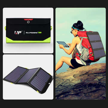 ALLPOWERS 21W Solar Charger with 10000mAh Battery, 3 USB Ports(USB-C and USB-A) SunPower Solar Panel