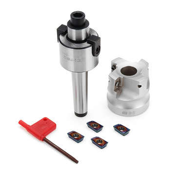Drillpro MT2 M10 400R 50mm Face End Mill Cutter with 4pcs Blue Nano APMT1604 Carbide Inserts