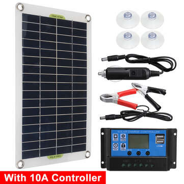 50W Solar Panel Portable Flexible Monocrystalline Solar Kit W/ 10A/30A/60A/100A Co... (CURRENT: 10A)