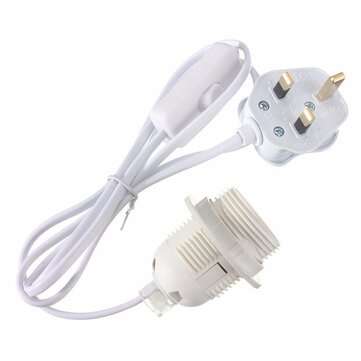 E27/E26 Edison ES Ceiling Light Holder Pendant Lamp Bulb Fitting Socket Switch Ma... (COLOR.: WHITE)