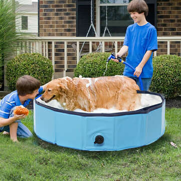 80x20cm Folding Paddling Pool PVC Pet Bathtub Dogs Cats Puppy Shower Swimming Pool House