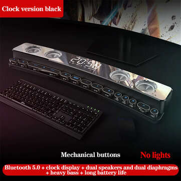 SH39 bluetooth Wireless Game Speaker Soundbar USB 3D Stereo S... (TYPE: CLOCKVERSION | COLOR: WHITE)