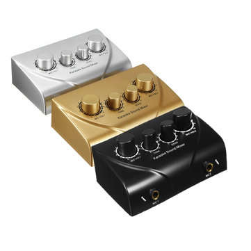 Professional Mini Karaoke Audio Mixer Dual Mic Inputs with Cable for Stage Home KTV  (COLOR.: BLACK)
