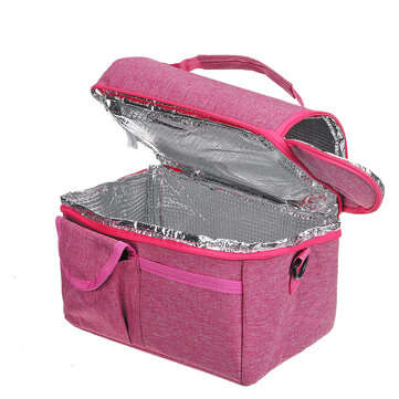 Portable Insulated Food Lunch Bag Cooler Box Picnic Bag Travel Carry Tote Shoulder Bag (COLOR.: RED)