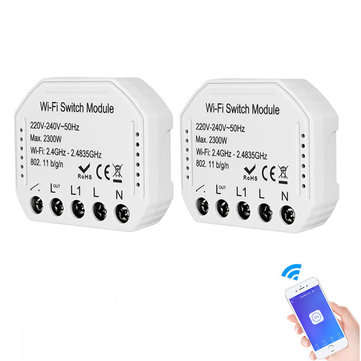 Bakeey 2300W 2Way Wifi Smart Switch Concealed Graffiti Remote Control Support Alexa Google Home For