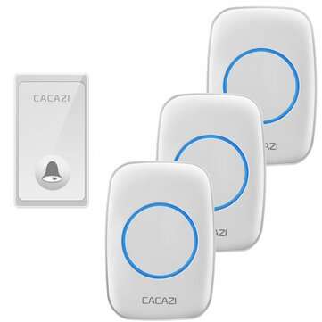 CACAZI FA60 Wireless Doorbell Self-powered Waterproof Intelligent ... (PLUG: UKPLUG | COLOR1: WHITE)