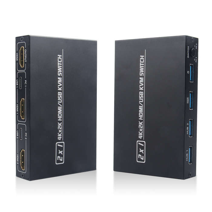 AIMOS AM-KVM 201CL 2-in-1 HDMI/USB KVM Switch Support HD 2 Hosts Share 1 Monitor/Keyboard & Mouse Se