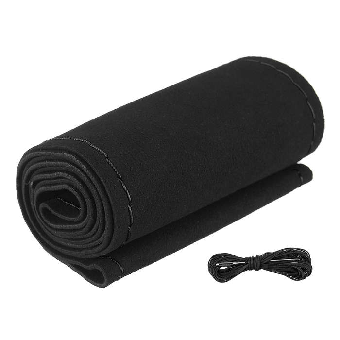 Diy 36/38Cm Car Steering Wheel Covers Super Fiber Suede Leather Universal With Needles And Thread