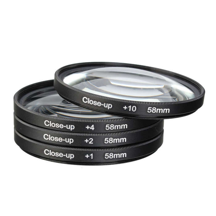 Universal 58Mm Macro Close Up Filter Lens Kit +1 +2 +4 +10 For 58Mm Camera Lens