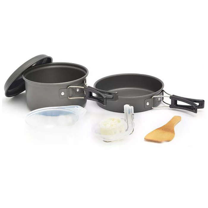12 Pcs/Set 2-3 People Picnic Tableware Portable Bowl Pot Pan Cookware
