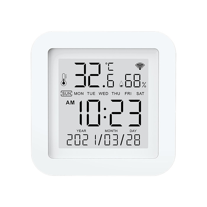 Tuya WIFI Temperature Humidity Smart Sensor Clock Digital Display Remote Control Thermometer Support