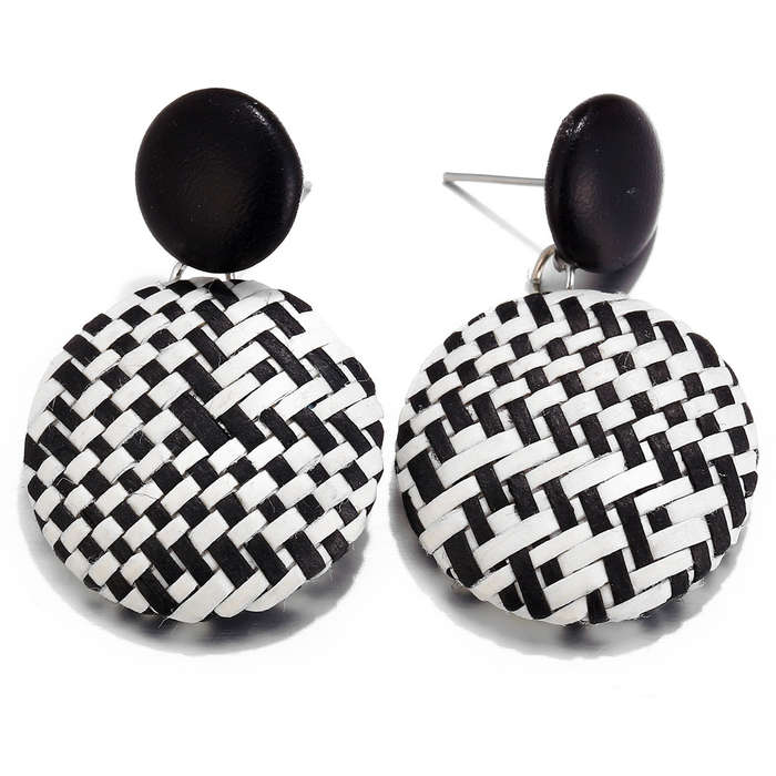 New African Paper Weaving Big Earring Retro Style Round Circle Ear Drop Earring