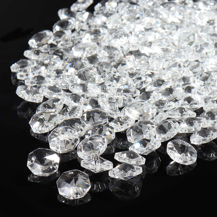 200PCS 14MM Diameter Clear Crystal Glass Chandelier Part Prisms Octagonal