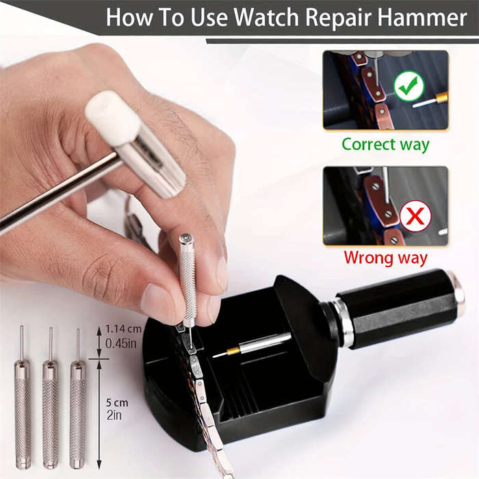 Black - 11pcs Watch Link Removal Tool Kit Watch Band Tool Chain Pin Remover Repair Tool Kit for Watc