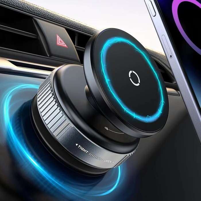 Black - 360 Adjustable Vacuum Magnetic Suction Cup Mobile Phone Holder Suitable for Car/Gym/Mirror/S
