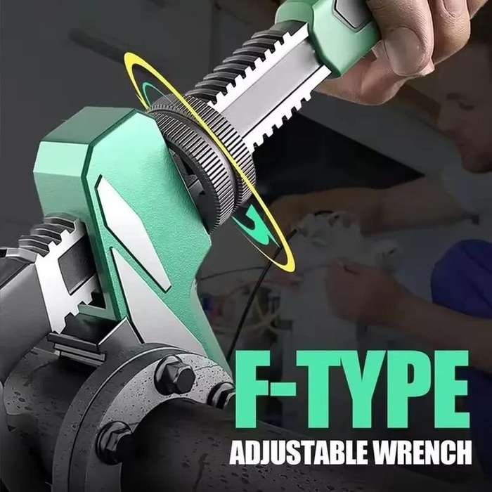 Green - Heavy Duty Adjustable Plumbing Tool High Carbon Steel Right Angle Wrench 80mm Jaw Non Slip R