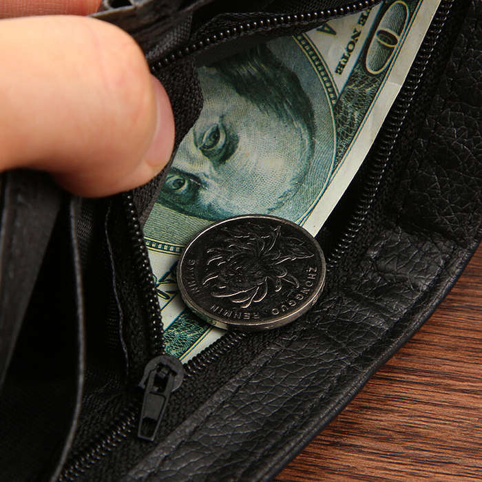 Coffee - Men Short Wallet Bifold PU Leather Wallet Hasp Coin Purse Credit ID Card Holder Billfold Pu