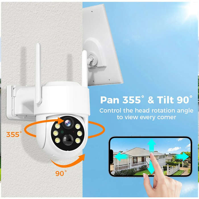 Hiseeu WTD714 4MP 2K HD Solar PTZ WiFi Security Camera PIR Motion Detection Color Night Vision Two-W