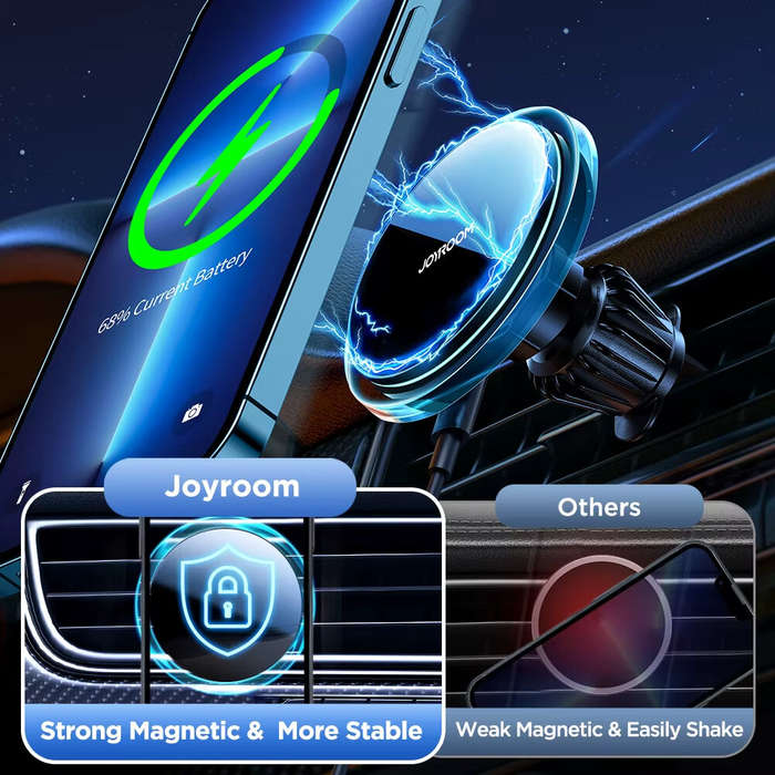 Black - Joyroom Air Vent Mount Car Phone Holder Wireless Charger For iP 15 14 13 Pro Max Fast Chargi
