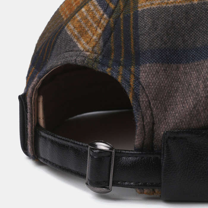 Collrown Unisex Patchwork Color Plaids Pattern Casual Retro Brimless Beanie Landlord Hat Skull Hat