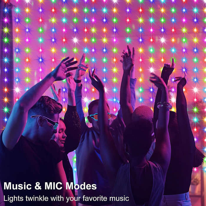 3x3M - LIXINCORDA Smart RGB LED Curtain Light Strings Bluetooth APP Control Remote Control IP68 Wate