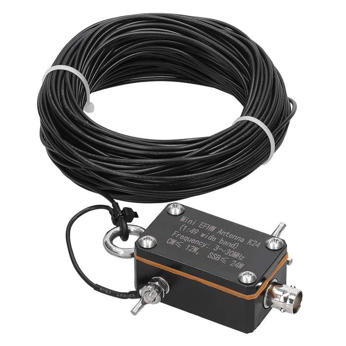Black - Pocket EFHW Antenna K24 3-30MHz Frequency Band Shortwave Antenna Wideband End-fed Halfwave A