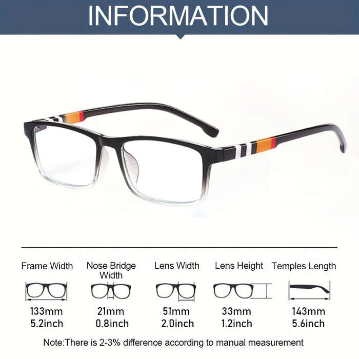 Black orange - Ultralight Reading Glasses Anti-blue light Presbyopic Glasses For Women Men High Defi