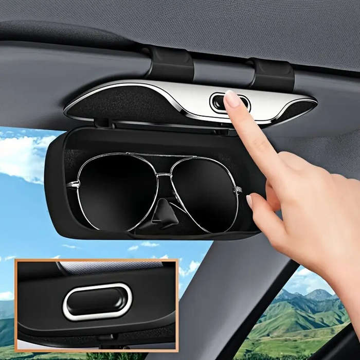 Brown - Multifunctional Car Glasses Storage Box Sunglasses Case Car Sun Visor Glasses Clip Box