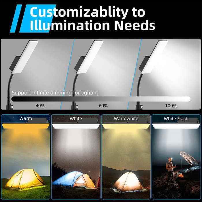 Black - 160*LEDs 2500LM 1.8m Height Adjustable Tripod Camping Light USB Power Stand Lantern Work Lig