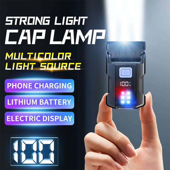 Black - Bikight COB+SMD LED Super Bright Flashlight USB Charging Portable Camping Lantern Power Disp
