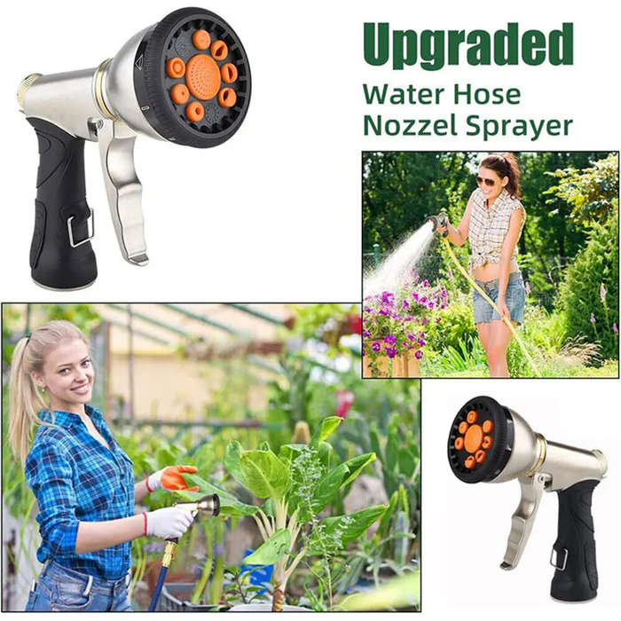 Black - 9-Pattern Adjustable Hose Sprinkle Nozzle Multifunctional Irrigation Sprayer Zinc Alloy Ergo