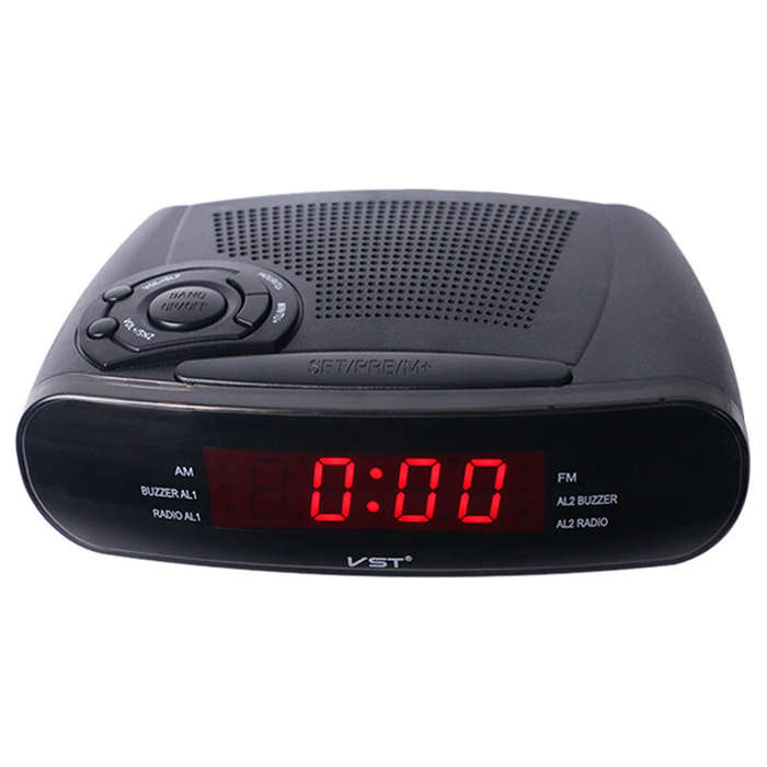 Red - VST906 AM FM Radio Alarm Clock Radio Speaker LED Digital Display Media Player Wired Radio