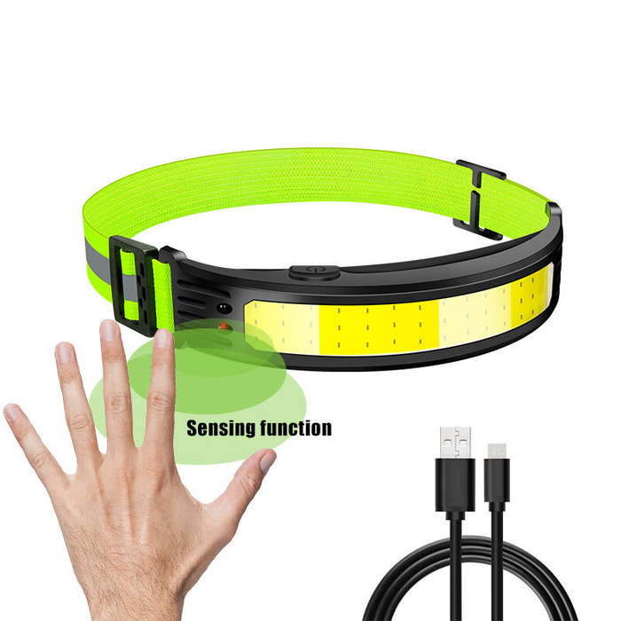 Set 2 - COB Sensor Headlight Built in Battery Fishing Headlamp Rechargeable 6 Modes Head Torch Outdo