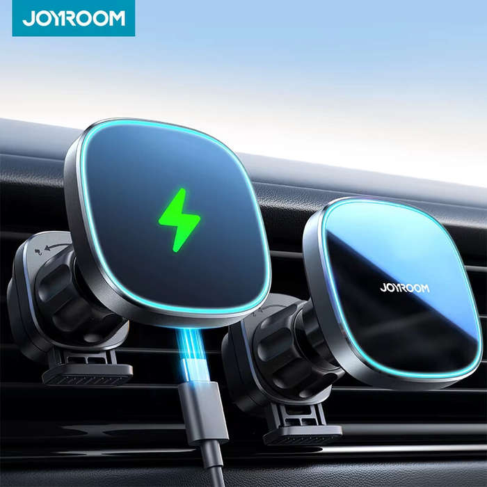 Black - Joyroom Car Mount Charger 15W Wireless Car Charger Hands Free Air Vent Magnetic Phone Holder