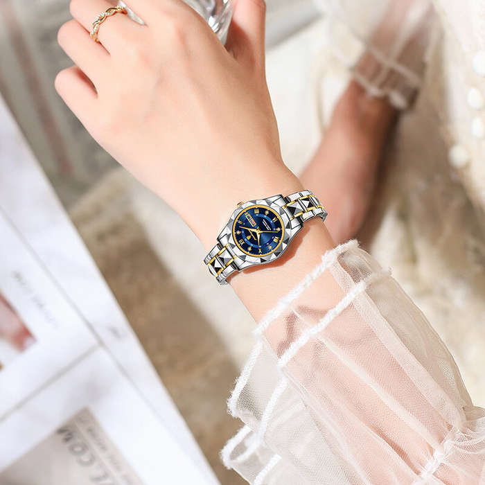 Blue - POEDAGAR Women Luxury Watch Luminous Waterproof Quartz Watch Analog Calendar Business Wrist W