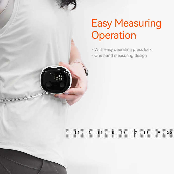 Smart Digital Measuring Tape Accurate 0.1 cm/inch LED Display Rechargeable Type-C Battery Fitness Ap