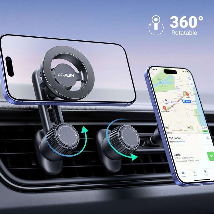 Black - UGREEN Magnetic Phone Mount for Car Compatible Magnetic Car Phone Holder Compatible with iPh