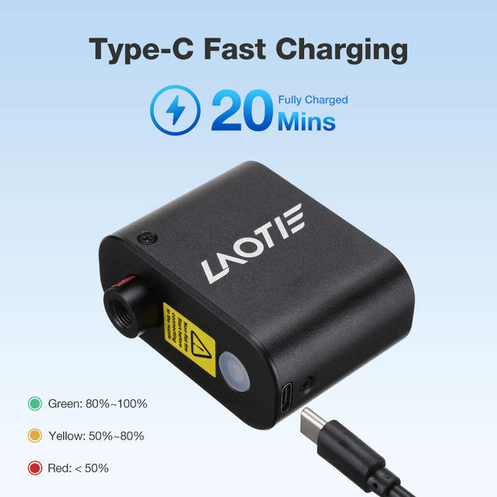 Black - LAOTIE Z1 Mini Electric Bike-specific Air Pump 100PSI 300mAh Type-C Fast Rechargeable Portab